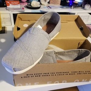 Mens Tom's Drizzle Grey Perofeated synth suede